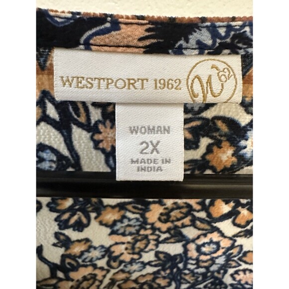 Westport 1962 Women’s 2X Floral Boho Tunic Dress Bell Sleeves - Picture 2 of 8